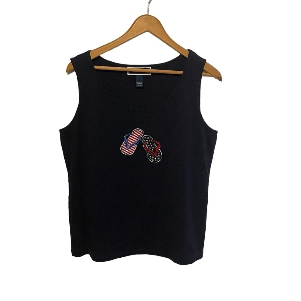 Karen Scott Navy Patriotic Flip Flop Tank Size Large